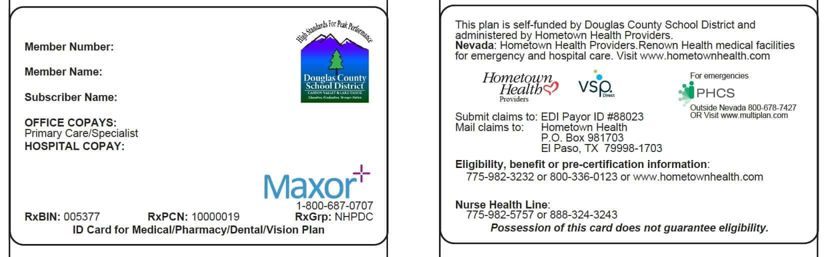 dcsd nevada member id card