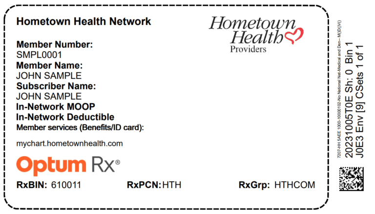 Hometown Health Sample ID card for 2024