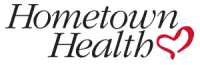 Hometown Health logo- black text, red heart.